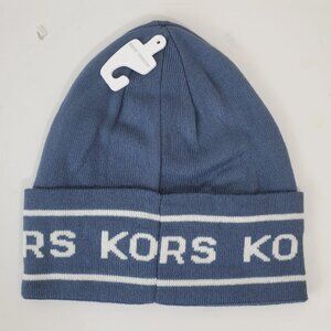 MICHAEL KORS BEANIE HAT MEN'S COLD WEATHER SKY BLUE "KORS" LOGO